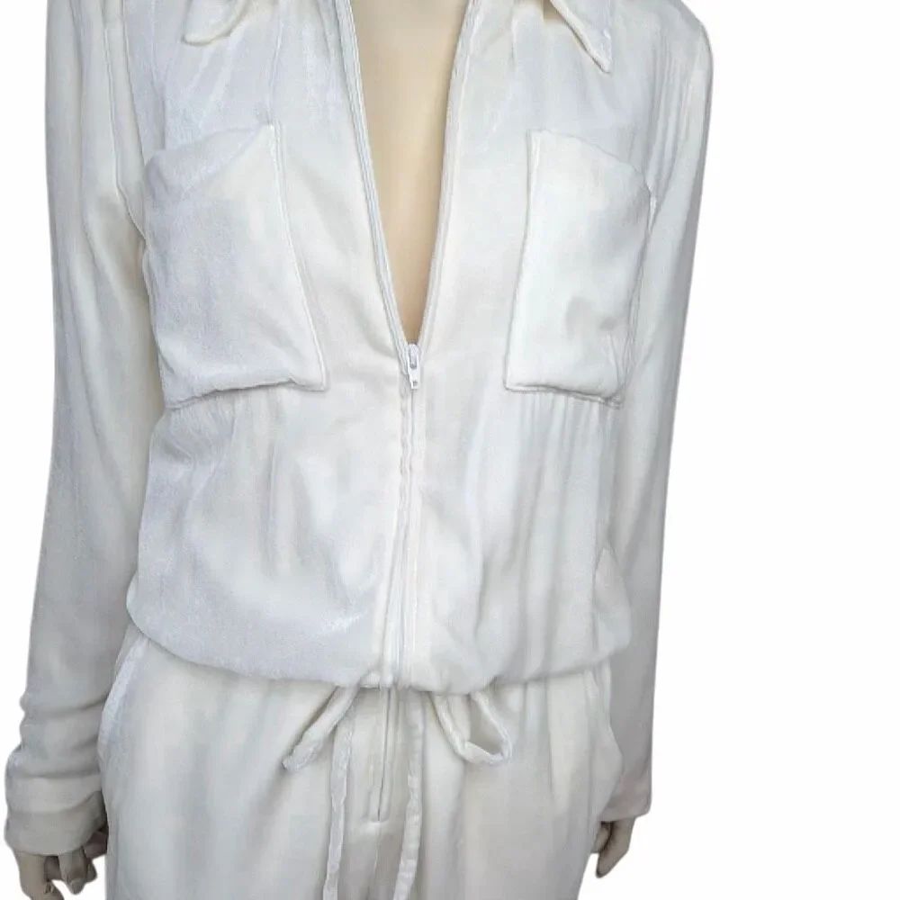 Nwt Vintage Tamara Mellon Ivory Velour Silk Blend Utility Jumpsuit Y2k 6 (B) — image 4 of 8